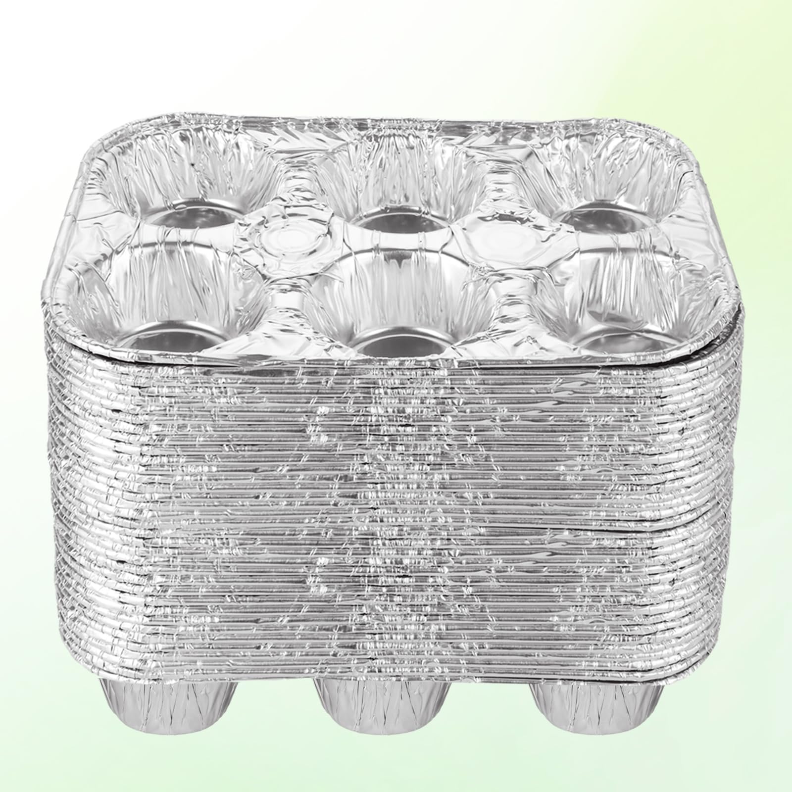 SENENQU Paquete de 50 moldes de papel de aluminio para magdalenas, capacidad para 6 magdalenas/magdalenas y moldes de papel de aluminio, moldes de tamaño estándar, molde desechable para hornear