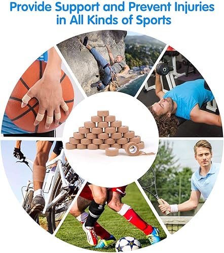 Miniatura 7 de LotFancy Cinta autoadhesiva, paquete de 30, 1 pulgada x 5 yardas, vendaje autoadhesivo para vendaje elástico, cinta médica de primeros auxilios para