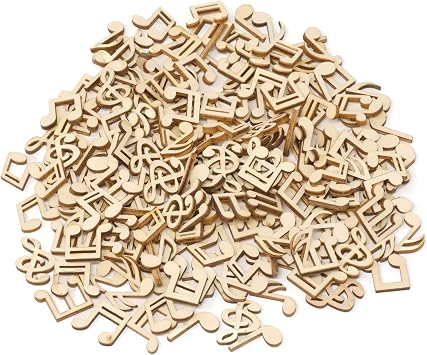 yueton 200PCS 15mm Musical Note Wooden Slices for DIY Crafts, Home Decoration, Board Games, Early Childhood Education