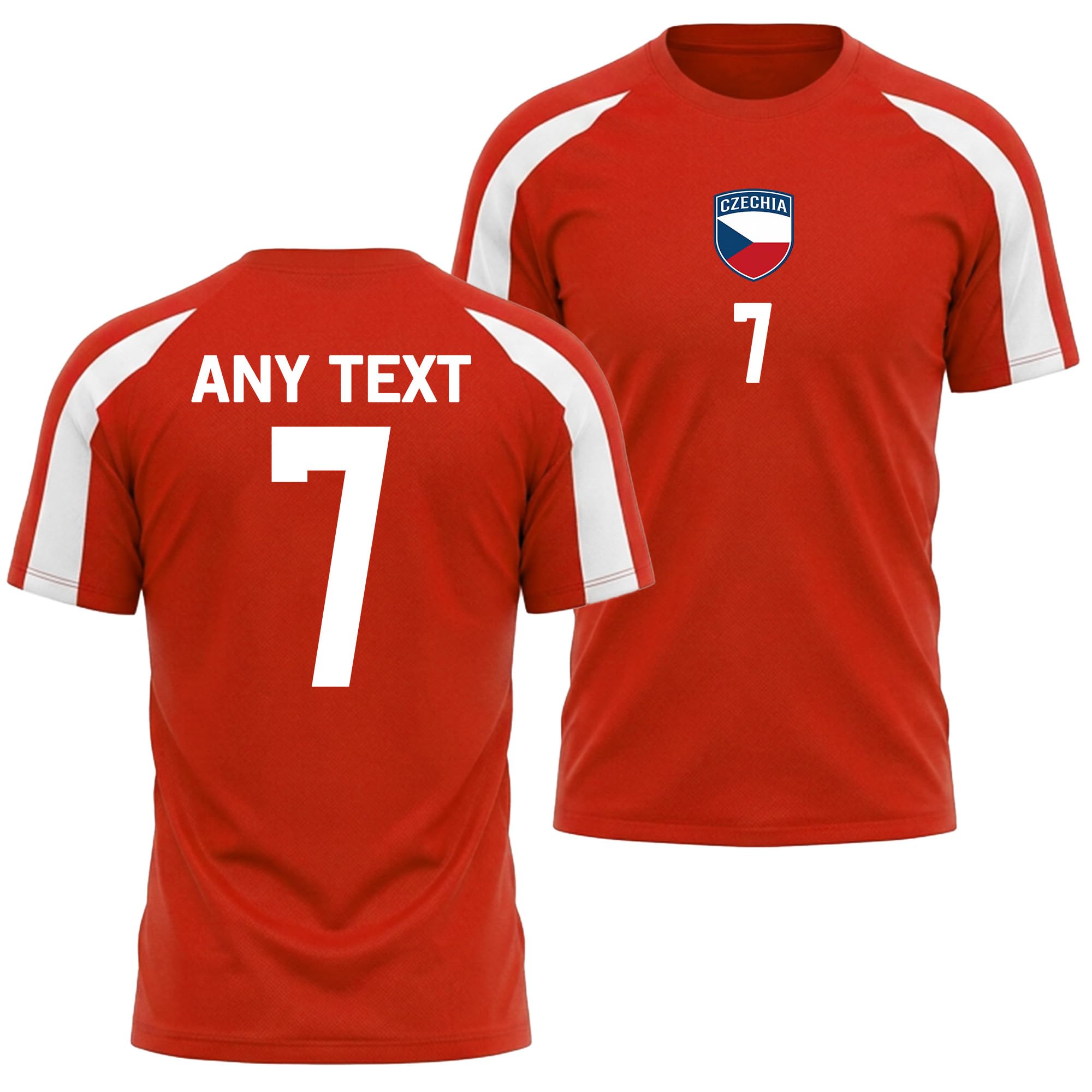Czechia Mens Ringer T Shirt - Czech Republic Custom Name Number Tee - Football Supporter Fan Top, M, Red/White