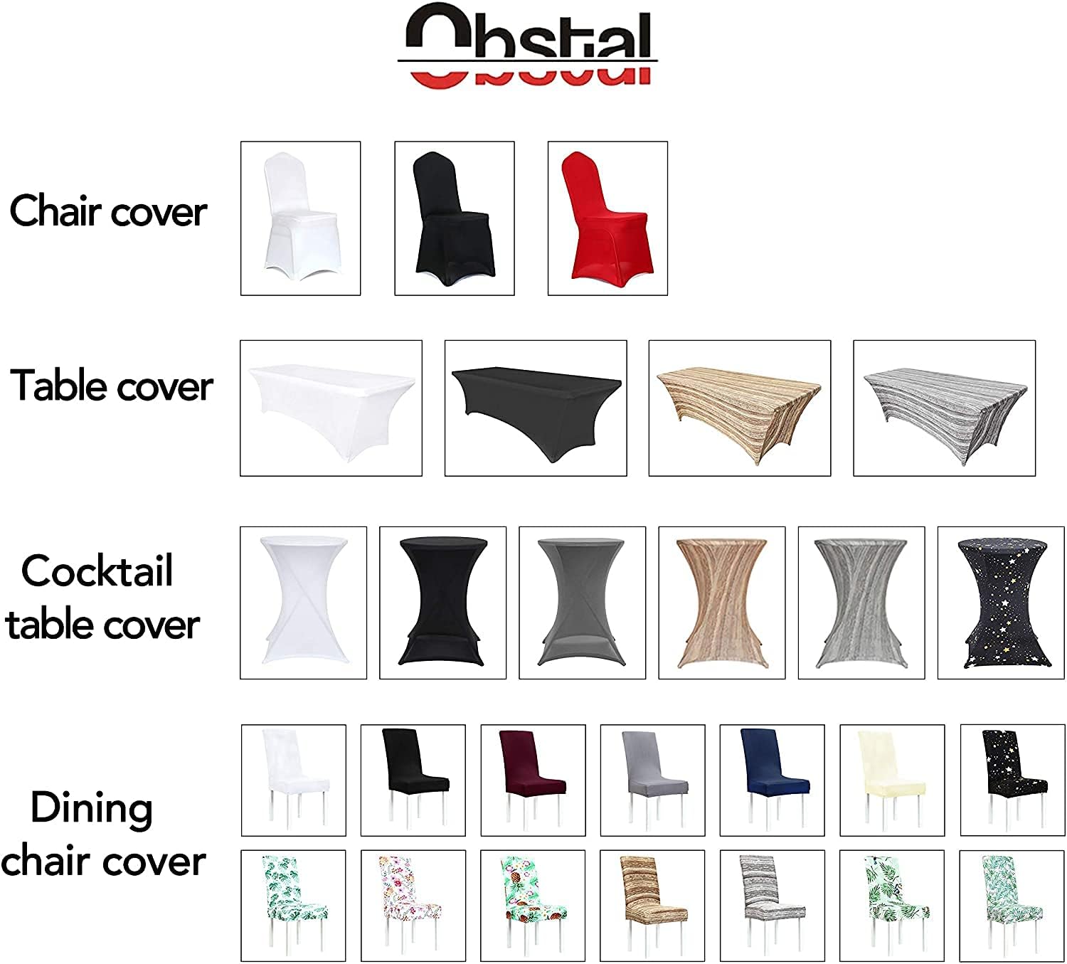 Obstal Cocktail Table Covers Stretch Spandex White Cocktail Table Cover Cloth for Wedding, Banquet and Party (30"-32" Diameter x 42" Height,6Pc)