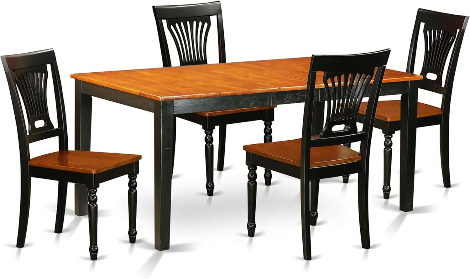 East West Furniture NIPL5-BCH-W 5 Piece Dining Room Table Set Includes a Rectangle Kitchen Table with Butterfly Leaf and 4 Dining Chairs, 36x66 Inch, Black & Cherry