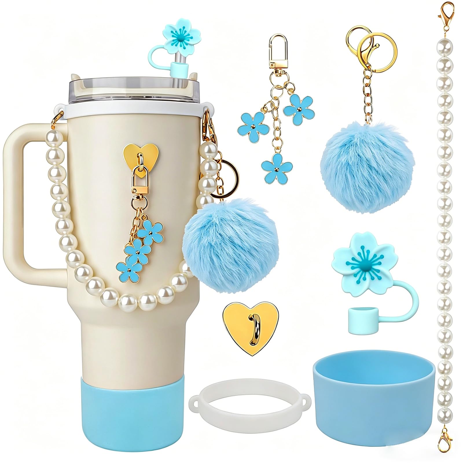 Nurila 7 Stück Stanley Cup Zubehör Blau (Becher Nicht Enthalten) | Zubehör Stanley Cup Accessories for Stanley Cup 800 ml - 1100 ml, Stanley Zubehör