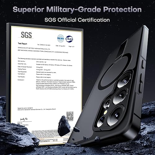 Vista 161 de Funda TOCOL [Paquete de 1+2] diseñada para Samsung Galaxy S22 Ultra, con 2 protectores de lente de cámara, parte trasera dura mate translúcida