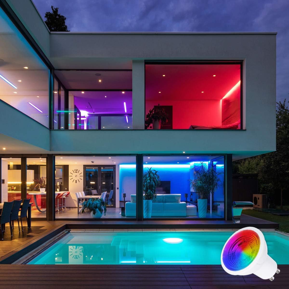 wisdom line Lampadina LED GU10 cambia colore, 12 pezzi multicolori 5W 100-240vac, RGB ± CCT bianco caldo a bianco freddo, GU10 RGB con telecomando, equivalente alogeno da 35 Watt