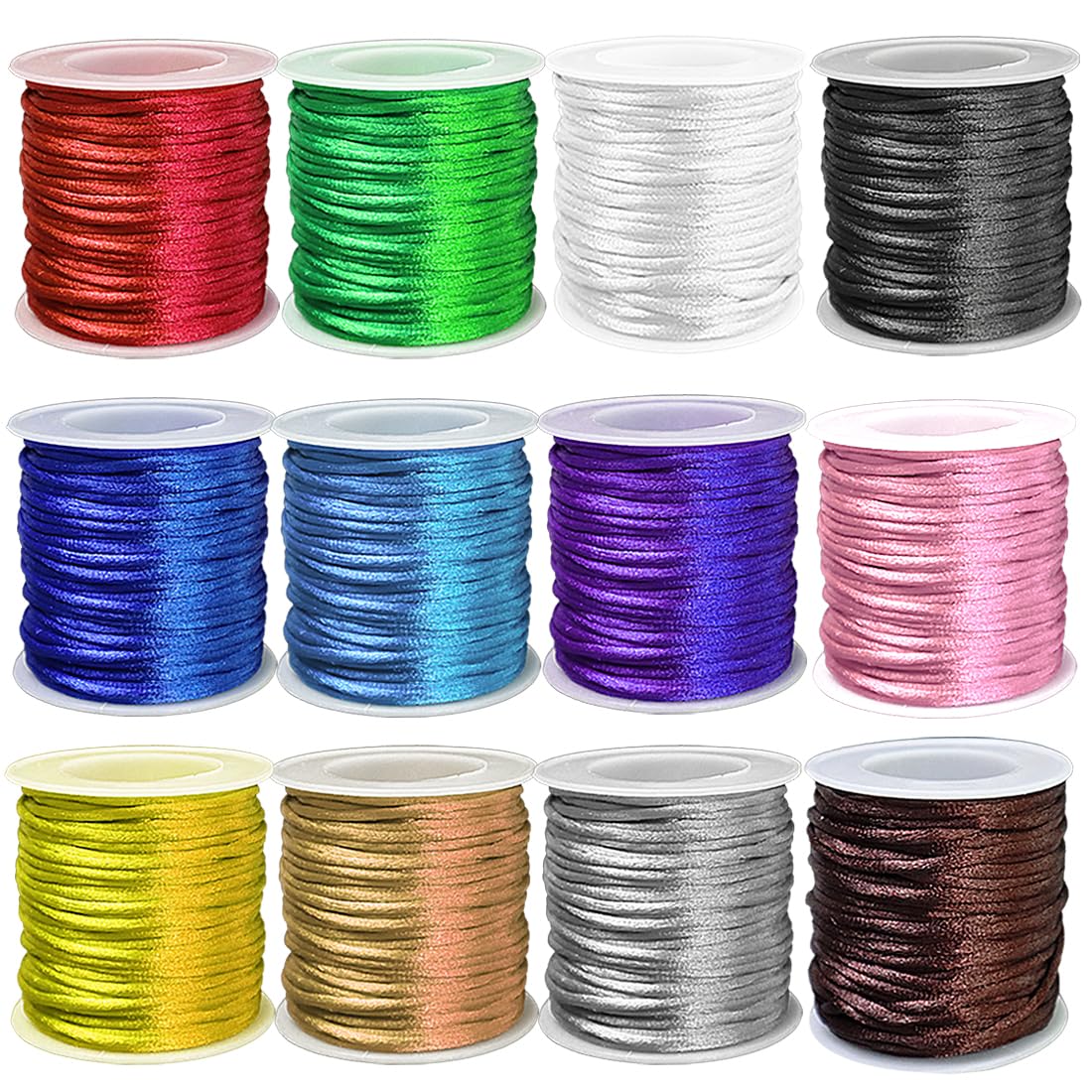 Ewpart 12 Rolls 2mm Nylon Cord for Bracelets Making