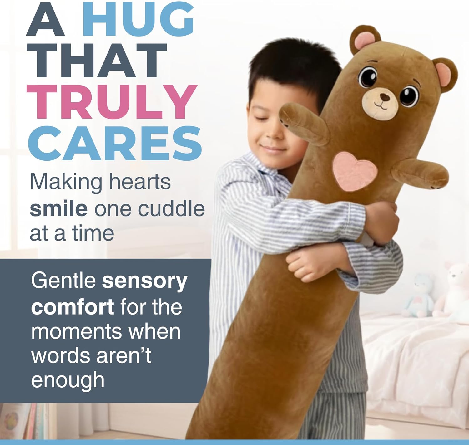 Bear Plush Body Pillow for Kids | Long Stuffed Animal Cuddle Pillow | Soft Hugging Toy | Plushie Gift for Girls & Boys | Long Plush Body Pillow for Sleep & Comfort | Medium, 35 Inches - Image 7