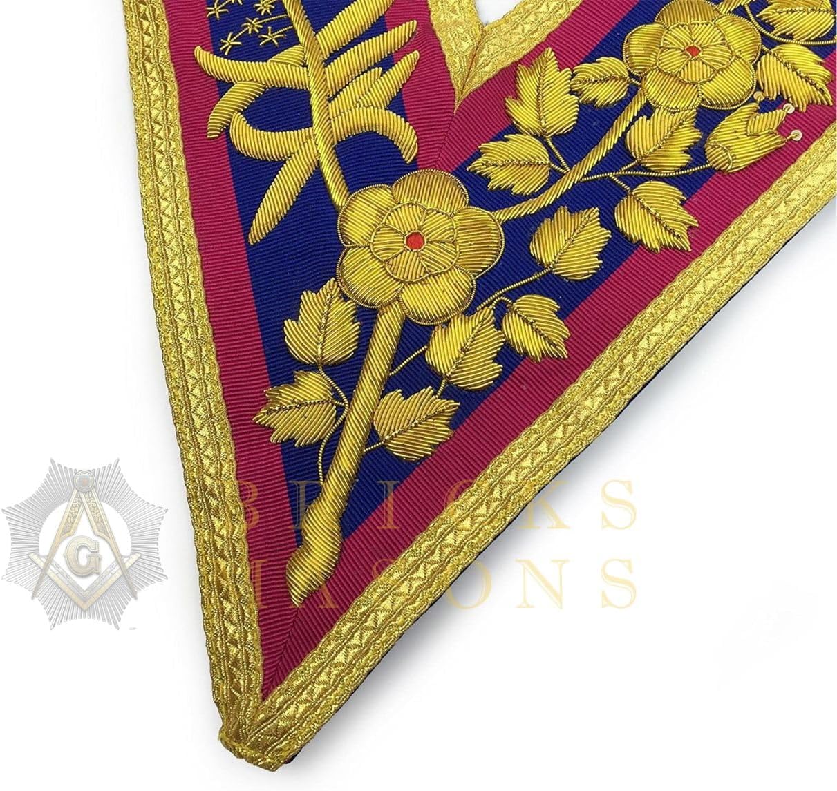 Bricks Masons Grand Officers Mark Collar - Pink & Blue with Gold Bullion
