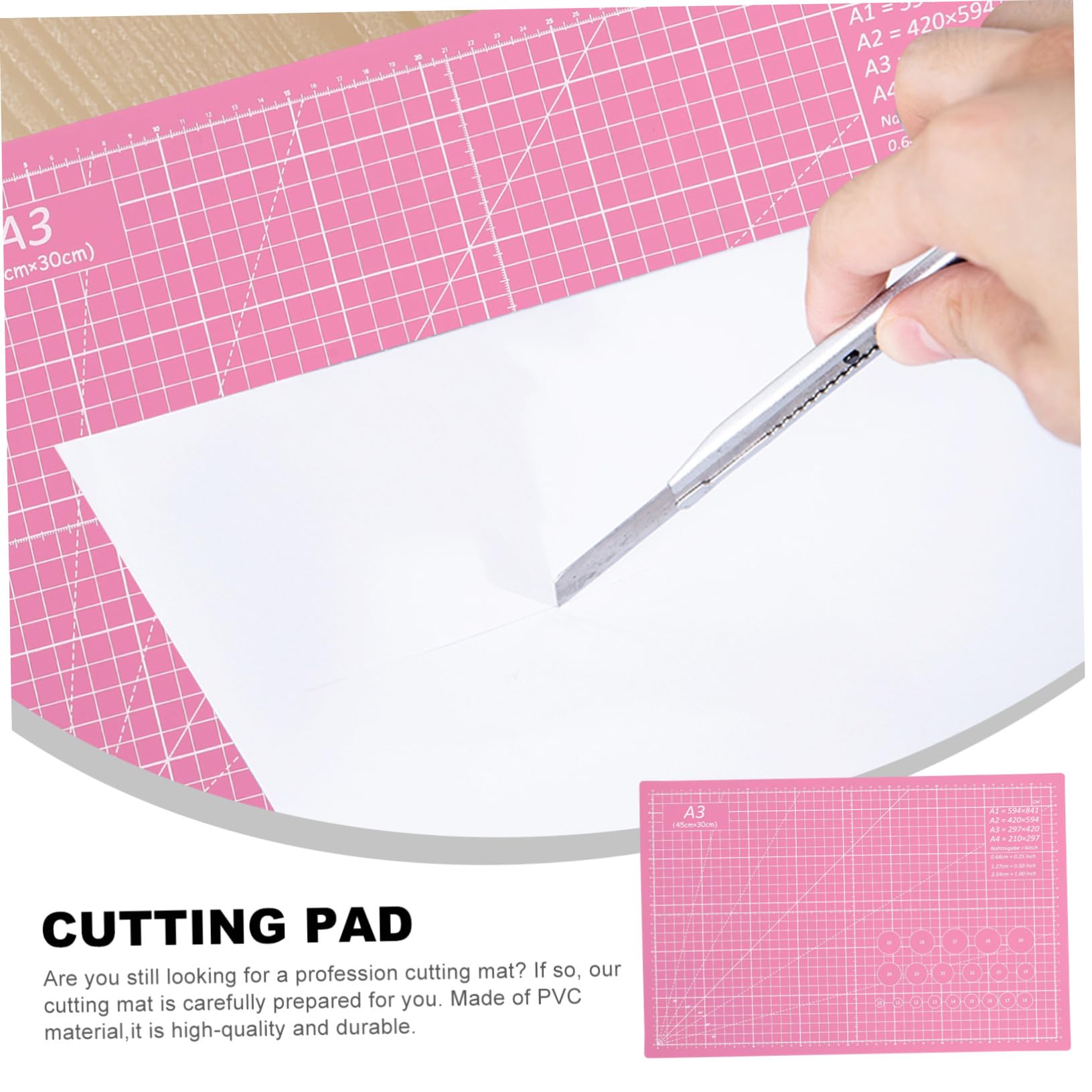Alfombrilla de Corte Doble Cara Autocuración PVC para Manualidades Costura Quilting Scrapbooking con Escala Geométrica Resistente