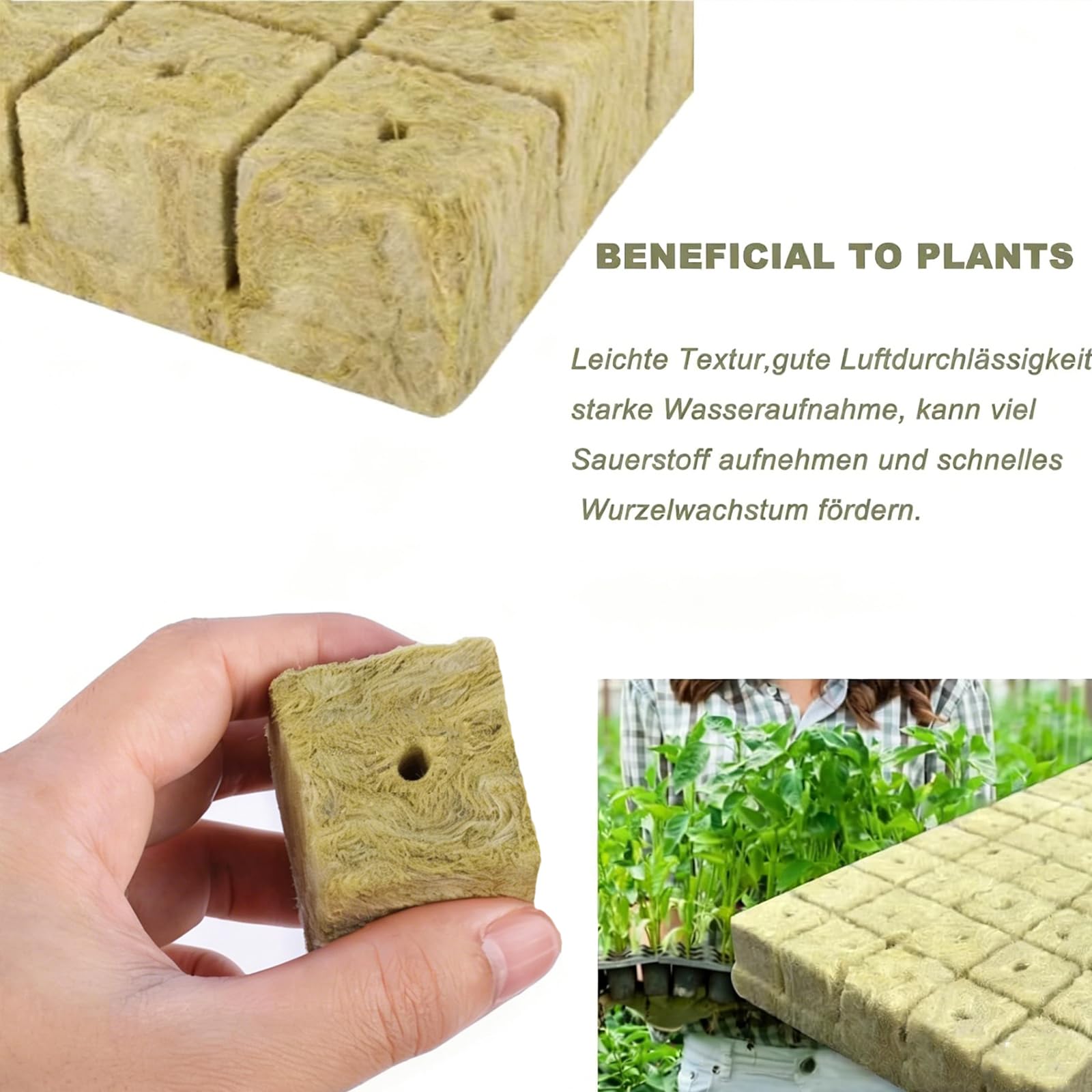 28 sztuk mat do uprawy wełny kamiennej, kostki wełny kamiennej, maty z wełny kamiennej, maty do uprawy bezdennej, hydroponiki (4 x 4 x 4 cm)