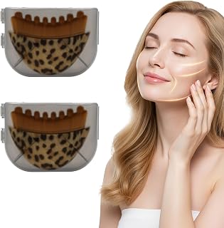 2pcs Lymphatic Drainage Brush, Leopard Print Lymphatic Brush Face, Dry Brushing Massager to Shape Face, Chin and Skin Care Jawline