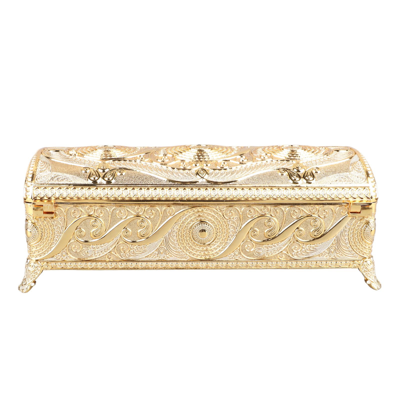 Joyero Antiguo, Caja de Recuerdos a Prueba de Herrumbre Bellamente Grabada para Tocador de Mujer (Color dorado)