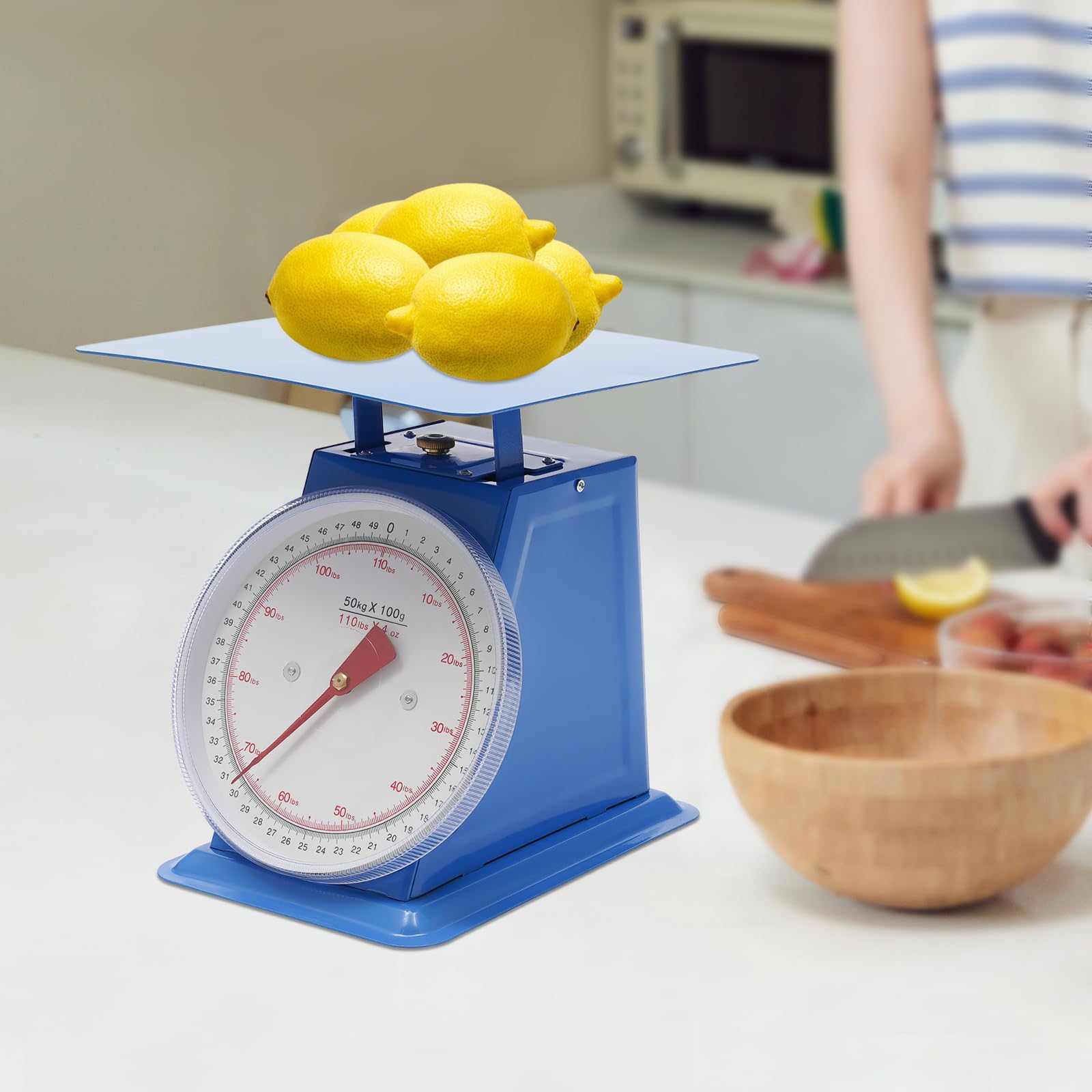 Industrial Dial Scale Max. Weight Capacity 110Lbs, Heavy Duty Portion Control Mechanical Kitchen and Food Scale Industrial Dial Scale for Kitchens, Restaurants, Food Markets, Bakeries