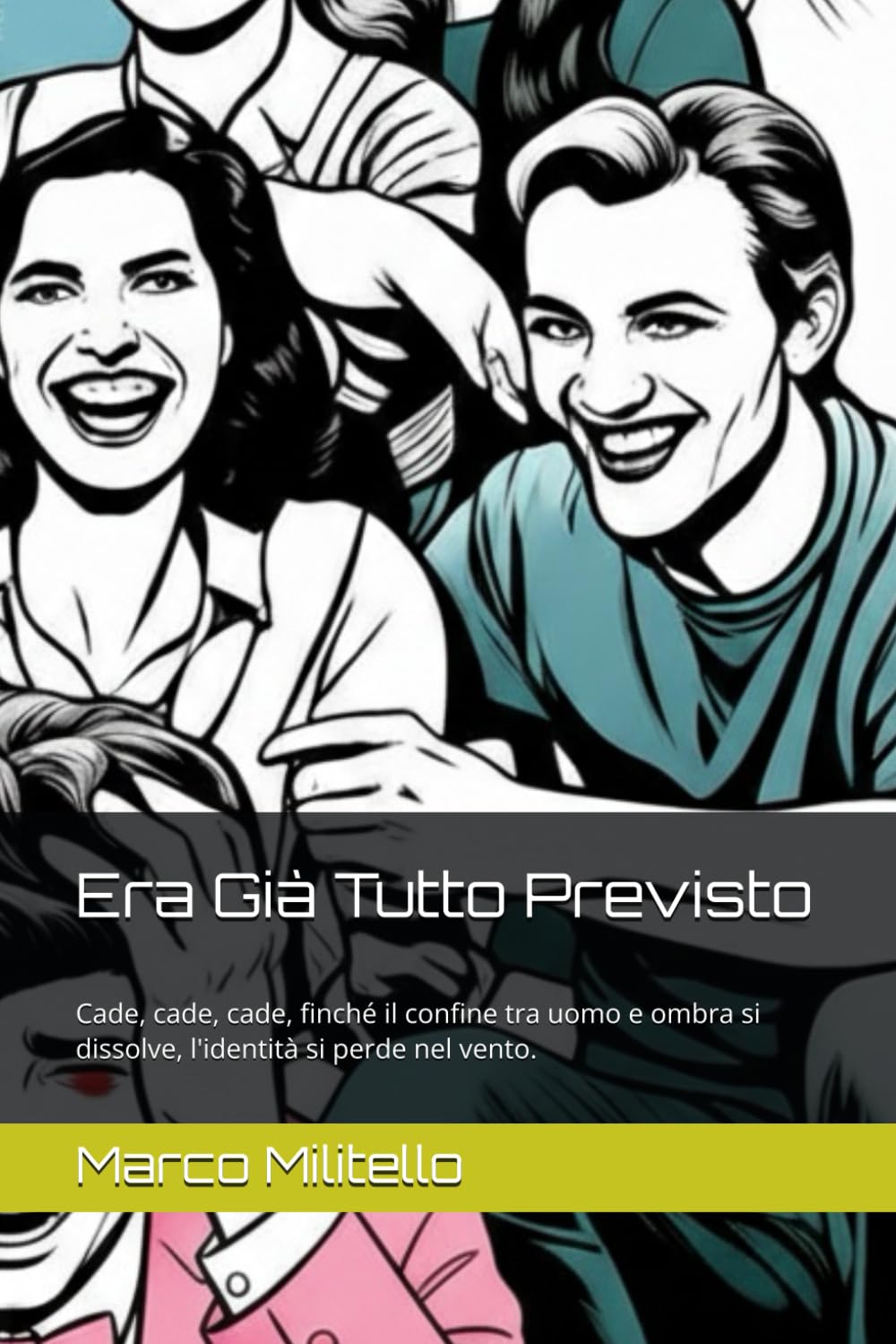 Era Già Tutto Previsto: Cade, cade, cade, finché il confine tra uomo e ombra si dissolve, l'identità si perde nel vento.