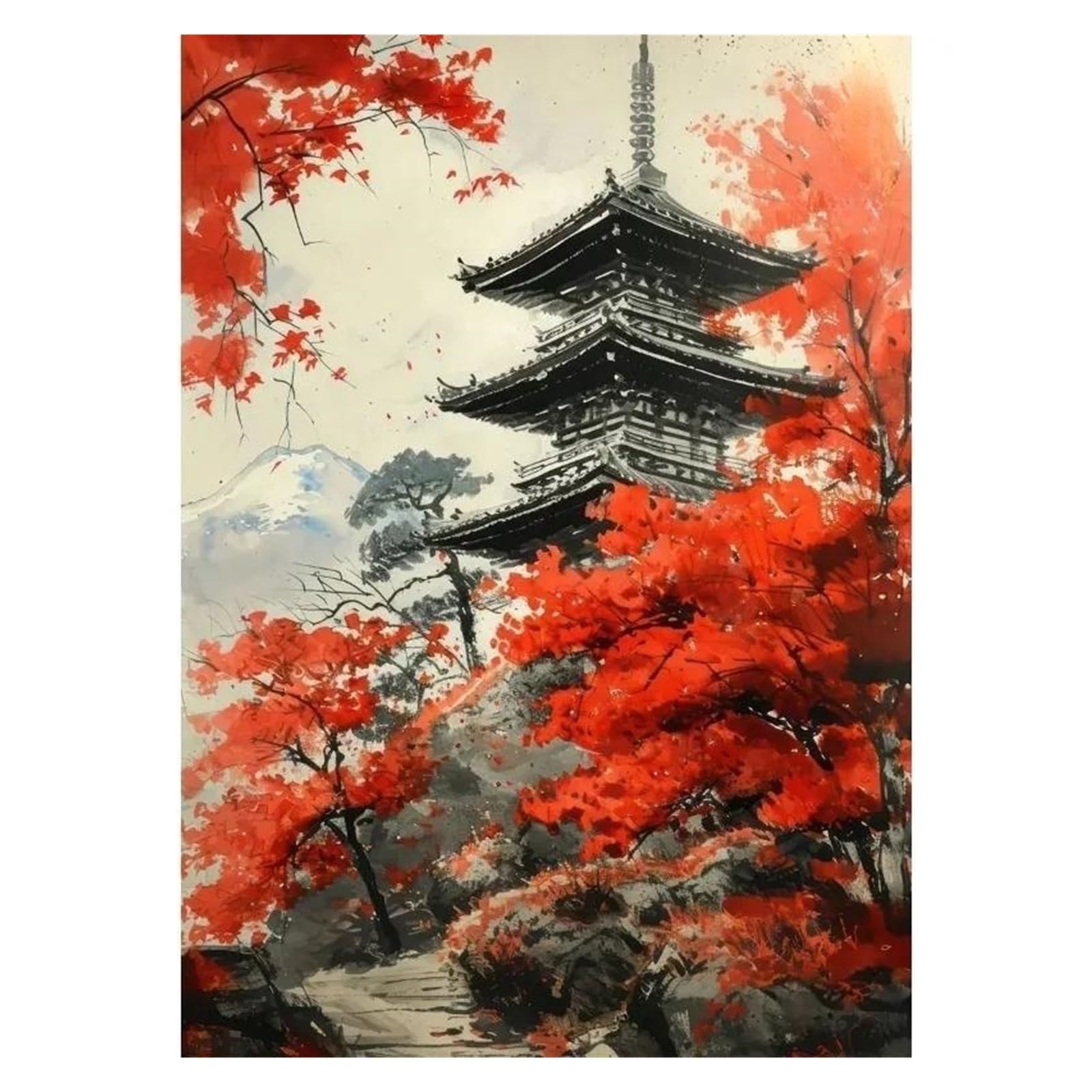 Pintura en lienzo moderna con impresiones de paisajes de animales estilo japonés