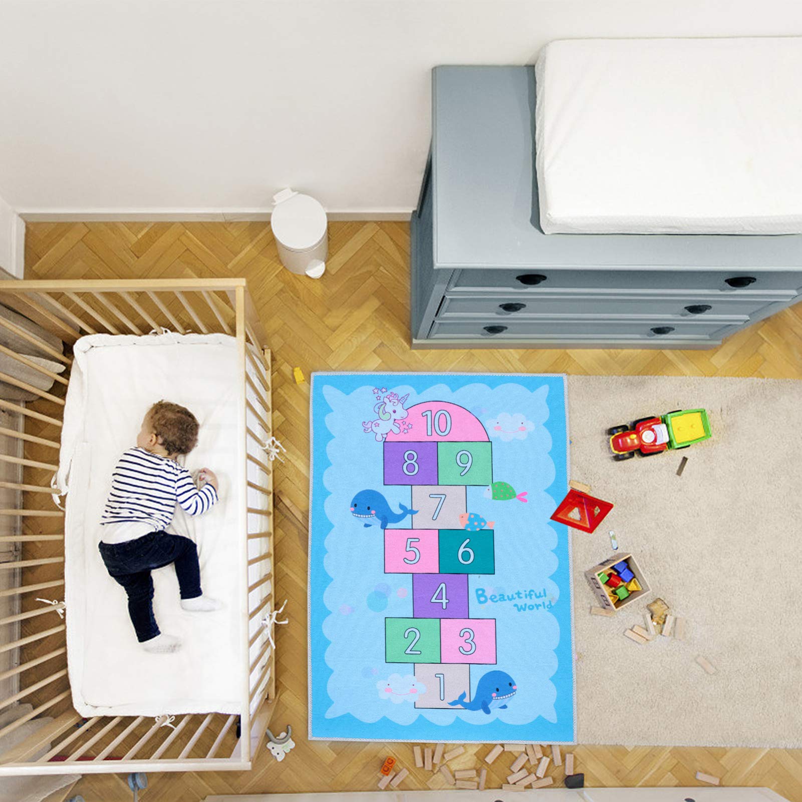 VOSAREA Rugs for Boys and Girls Bedroom Creative Floor Mat Anti-Skid Comfortable for Indoor and