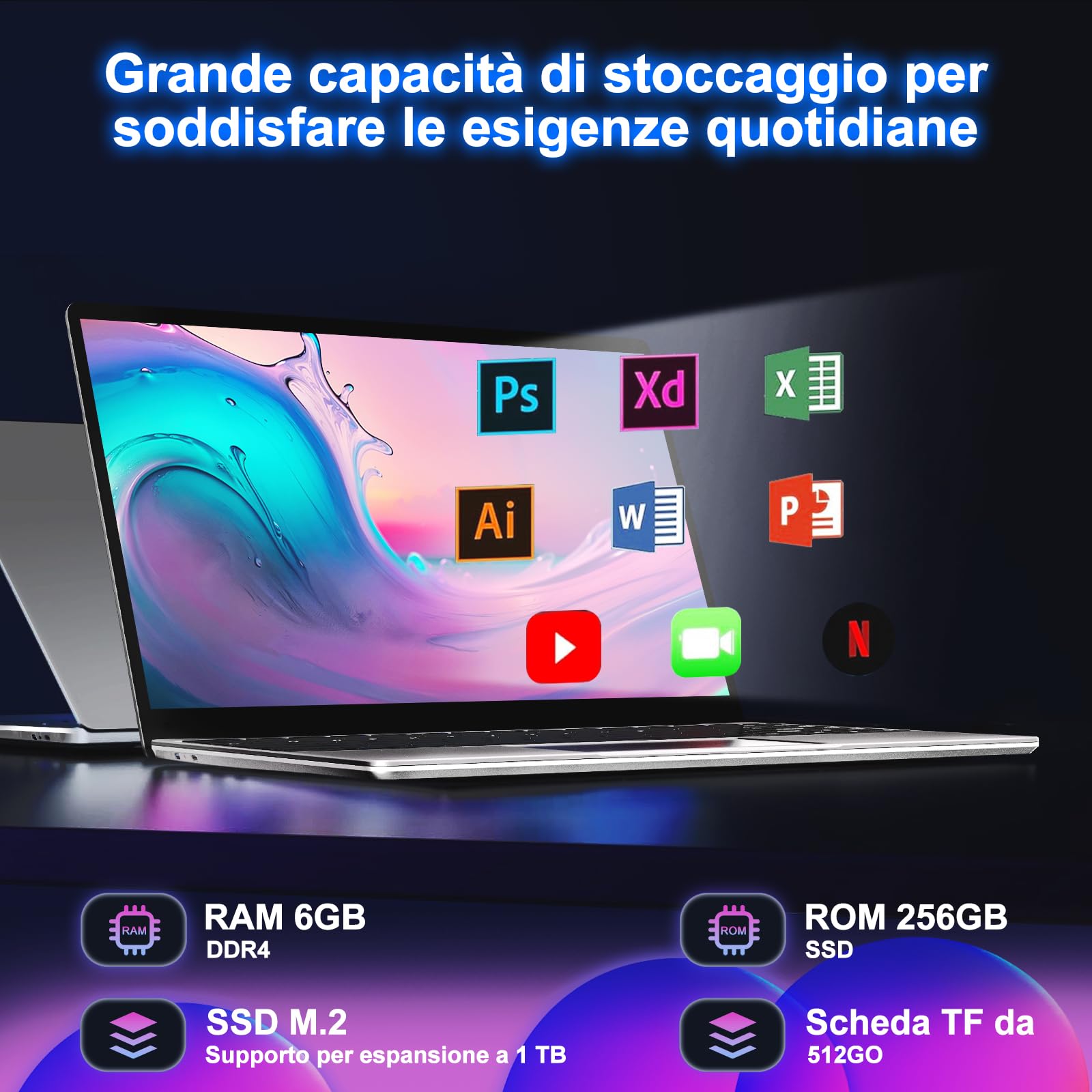 Portatile PC Portatile Win 11 Notebook N4020 (upto 2.8 GHz), 14 pollici Laptop con 6GB RAM+128GB ROM Estensioni SSD 1TB, BT 4.2, 5G WiFi, 1080 FHD USB mini HDMI Tastiera Italiana Membrana-Gray