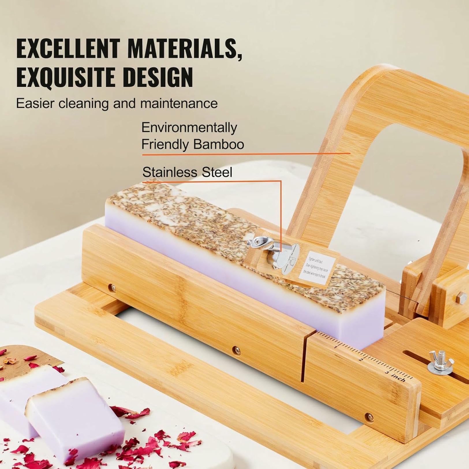 Cortador de jabón de bambú, cortador de jabón de madera, mesa de corte de jabón hecha a mano con superficie plana lisa para jabón de pan, velas