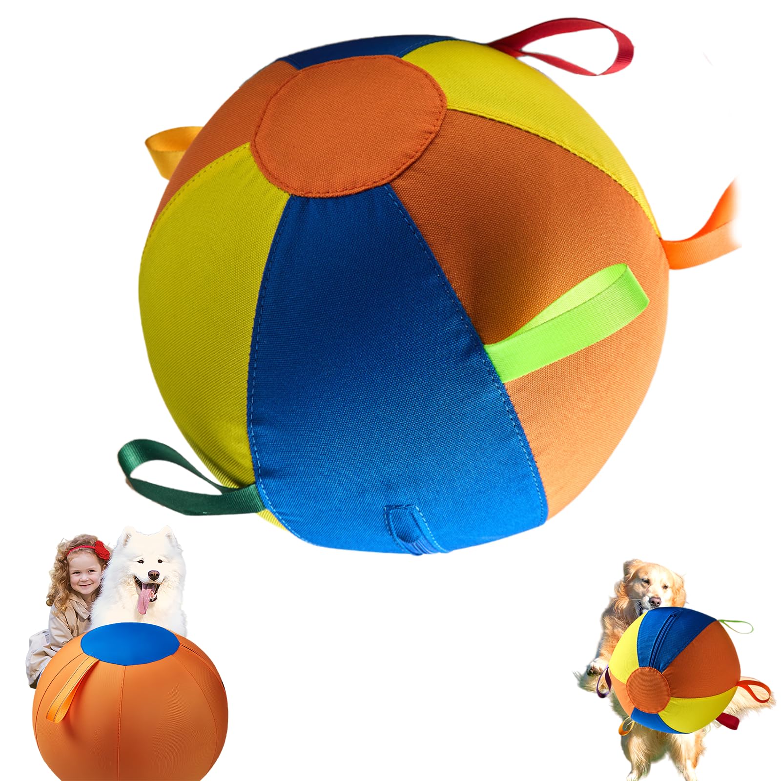 Herding Balls for Dogs Large Breed, 10/18/22 Inch Jumbo Calming Ball with Reinforced Handles, Anti-Burst & Tear-Resistant Inflatable Exercise Ball for Outdoor Play Training (Multi-color,22in)