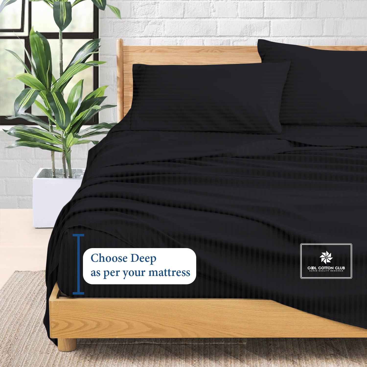 600 Thread Count Egyptian Cotton Sheet Set, 4-Piece Queen - Deep Pocket Fitted Sheet, Flat Sheet, 2 Pillowcases - View #5