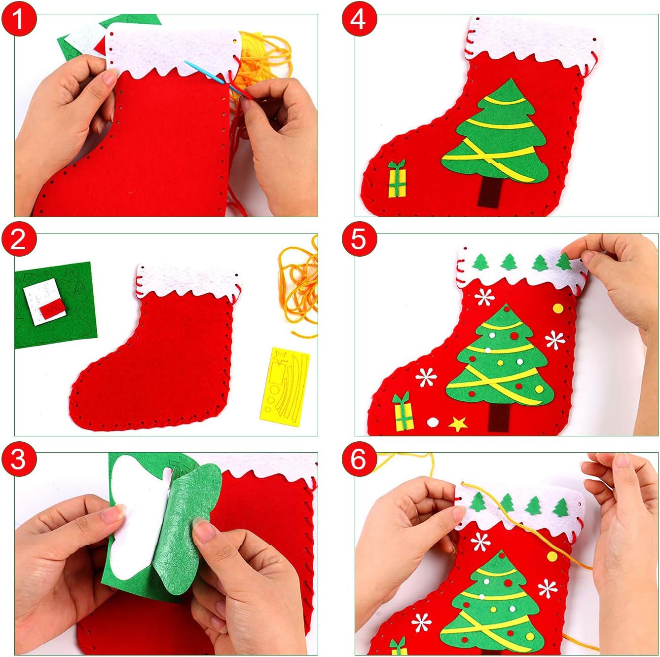SOOHAO Christmas Felt Craft, DIY Crafts for Kids, Sewing Kits for Kids, Felt Christmas Ornaments, Preschool Hand Craft Kits : Toys & Games