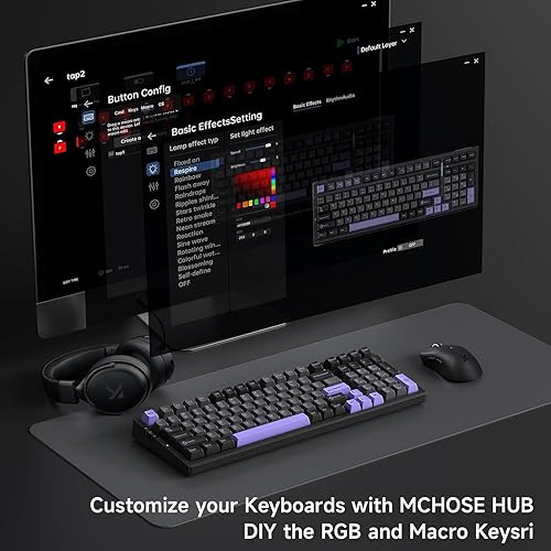 Miniatura 8 de MCHOSE Teclado mecánico inalámbrico G98 PRO, teclado para juegos de conexión de tres modos, estructura de junta personalizada intercambiable