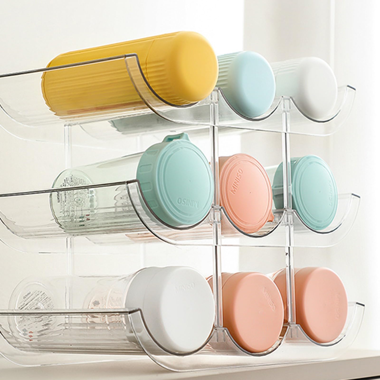 Organizador De Botellas, Mueble Botellero con Capacidad para 12 Botellas De Vino, Estantes para Vinos Transparente Apilables, Botellero Cocina, Adecuado para Armarios, Frigoríficos