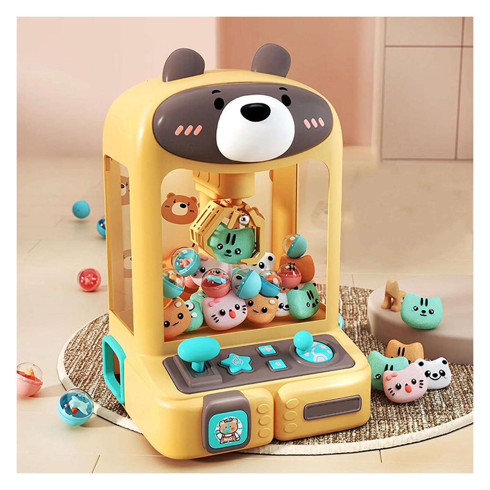 ARTSIM Machine à Pince Fête Foraine , Candy Grabber avec Lumières Et Musique,30 Peluches Et 10 Gashapons , Machine à Pince Jeu Amusant,Cadeau pour La Fête,Bear