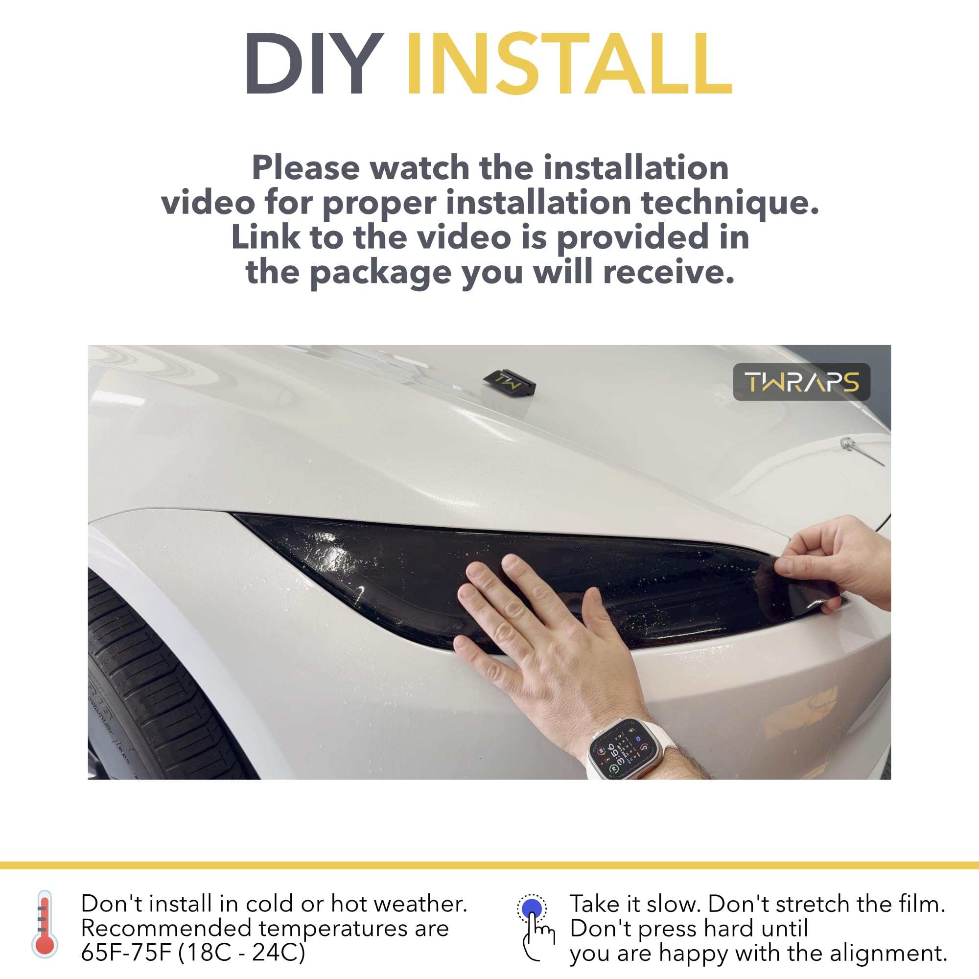 Amazon | TWRAPS ヘッドライト スモークティント PPF Tesla Model 3 
