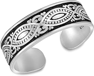AeraVida Sleek Unisex Balinese Marquise Design Sterling Silver Long Toe or Pinky Ring, 0.20 inch