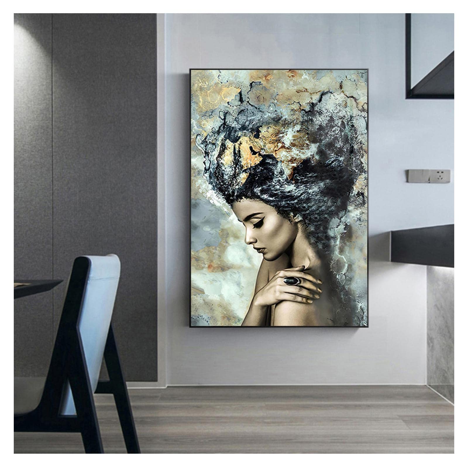 Lienzo Pintura Nórdica Decoración del Hogar para Sala de Estar Decorativo Moderno Mármol Chica Carteles e Impresiones Arte de Pared 60X90cm InternalFrame