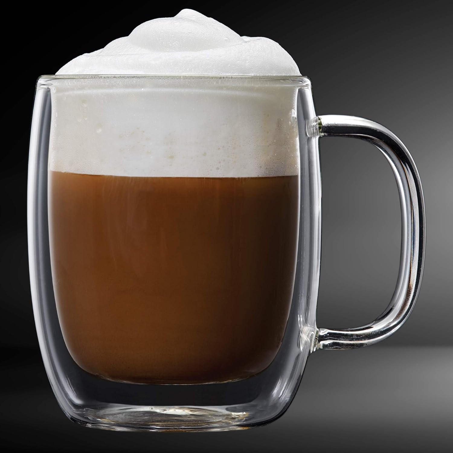 Safdie & Co. 2 PCS Set Insulated, Cappuccino Cups,Glass Coffee Mug, 250ml, Transparent