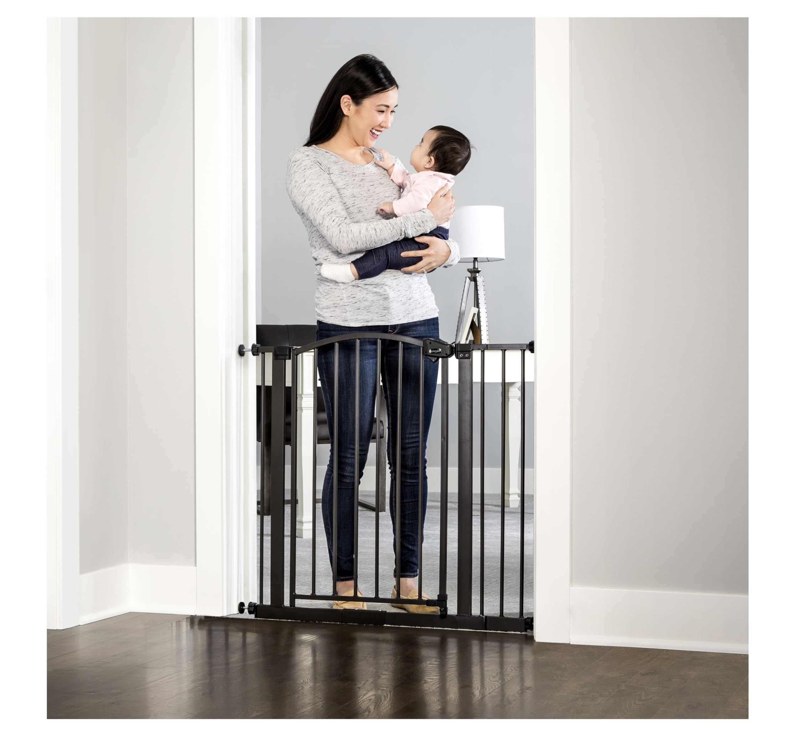 Regalo Safety 30-35” Extra Wide Baby Gate for Doorways & Bottom of Stairs, Pressure Mounted Walk-Through Gate for Babies, Toddlers & Pets, Bronze