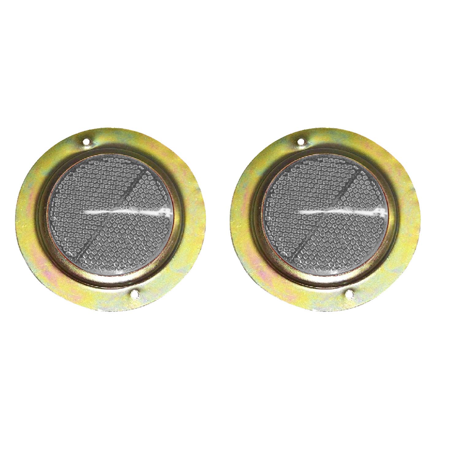 2x Bianco Catadiottro Rotondo con Bianco Acciaio Anello- 15000403