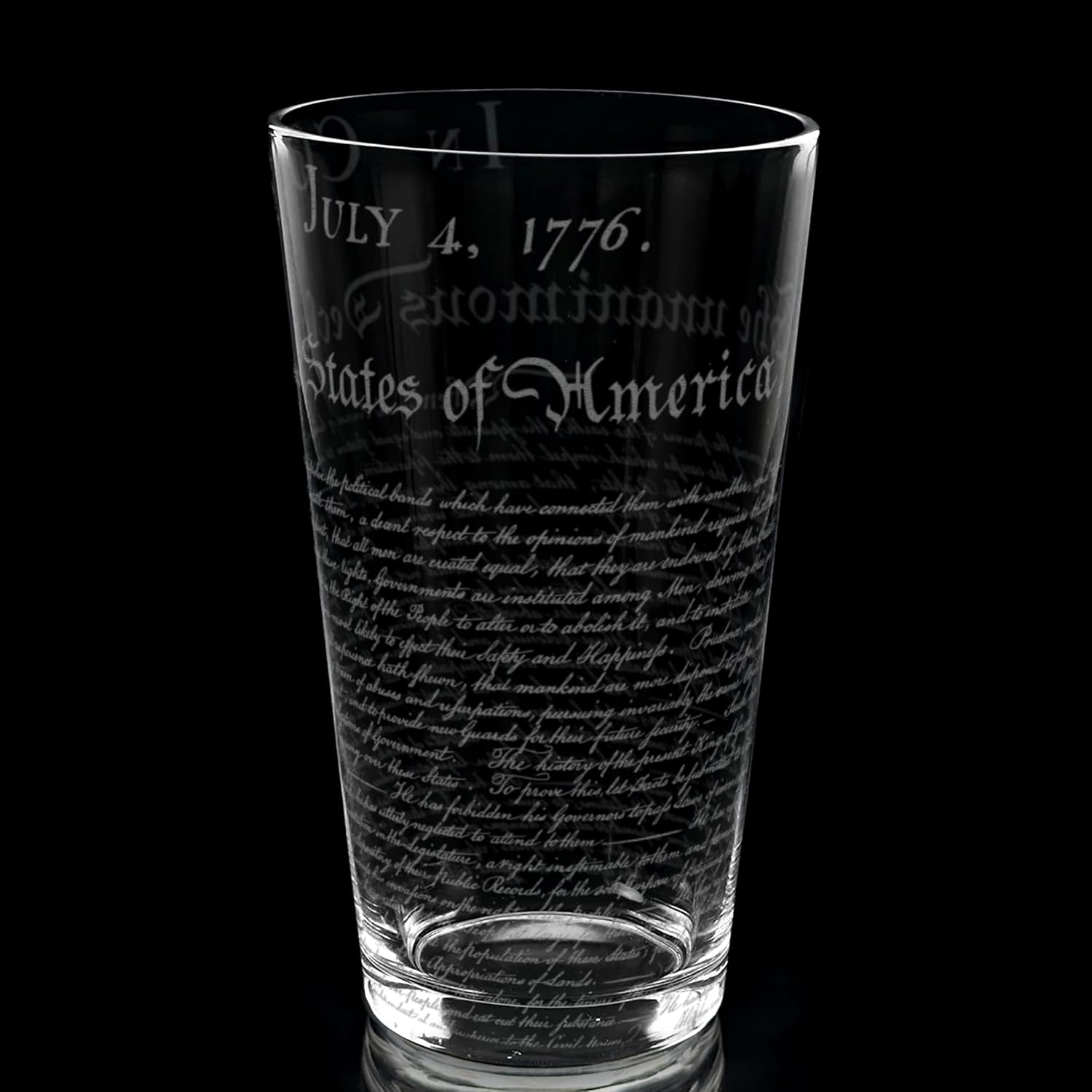 DECLARATION OF INDEPENDENCE Engraved 16oz Beer Pint Glass | Great Patriotic American USA Gift Idea!