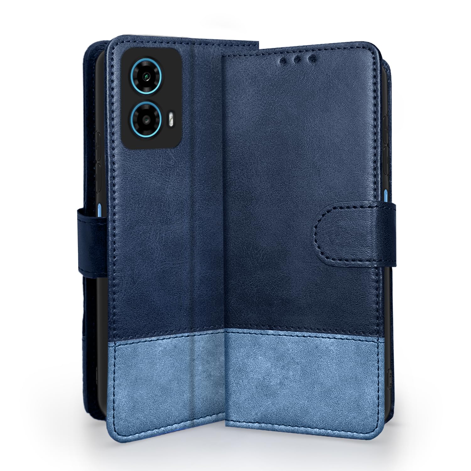 Pikkme Flip Cover | Dual-Tone PU Leather Finish | Wallet Style & Stand | Magnetic Flip Case for Moto G34 / G45 5G (Navy & Light Blue) (B0CV5KM2F1) Amazon Price History, Amazon Price Tracker
