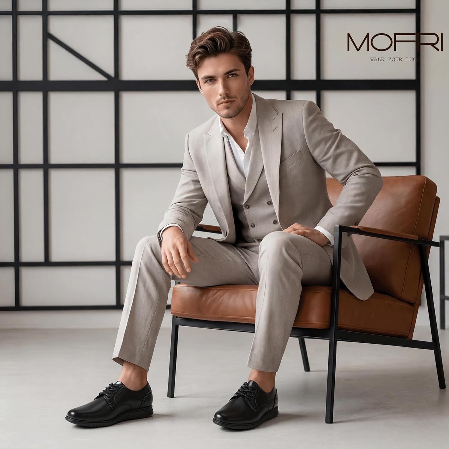 Mofri Mens Dress Shoes Casual Oxfords Shoes for Men Lace-Up Casual Dress Sneakers for Office Business Formal Comfortable Lightweight Cushioning Walking Shoe - Image 2