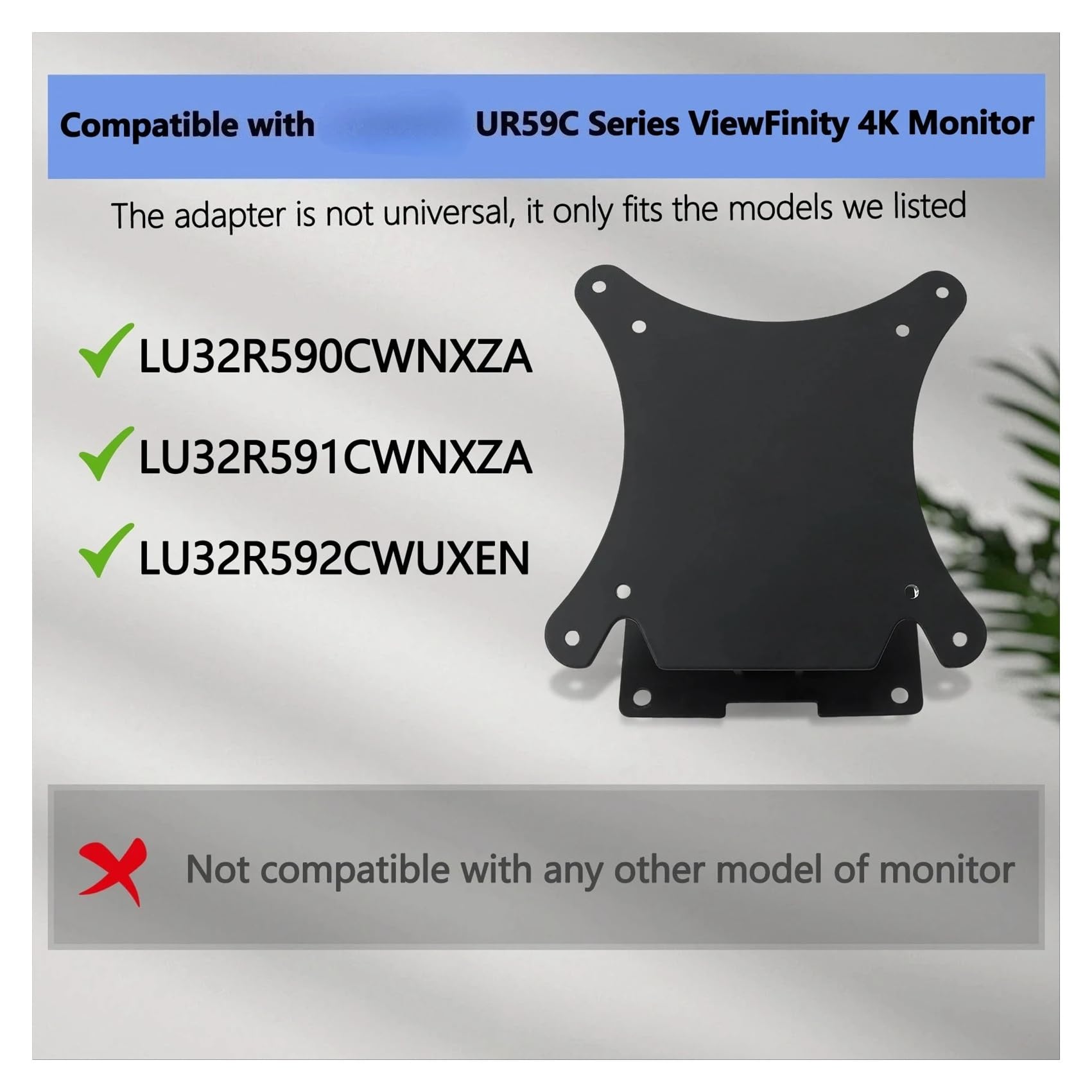 Monitor Curvo De 32" Serie UR59 U32R590 U32R591 U32R592 UR59C UR590 Soporte Adaptador VESA For Montaje En Pared U32R590CW U32R591CW U32R592CW Accesorios De Soporte(Black Wall mounted)