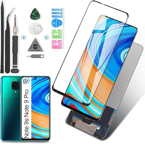 Pantalla para Xiaomi Redmi Note 9s Pantalla LCD táctil de reemplazo para Xiaomi Redmi Note 9 Pro Asamblea digitalizador con herramientas (negro)