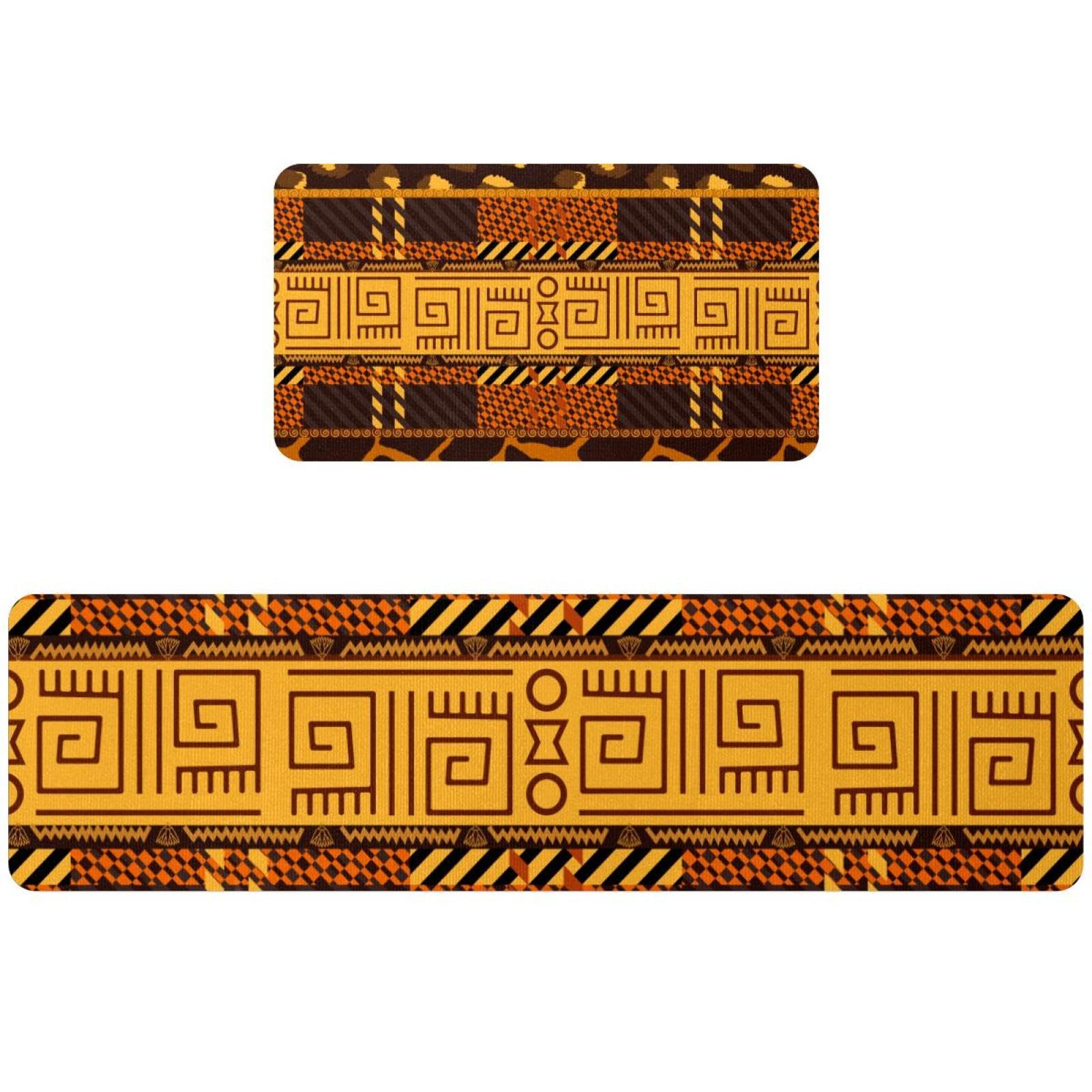 Tapete de cocina de 2 piezas absorbente y lavable con base antideslizante tribal