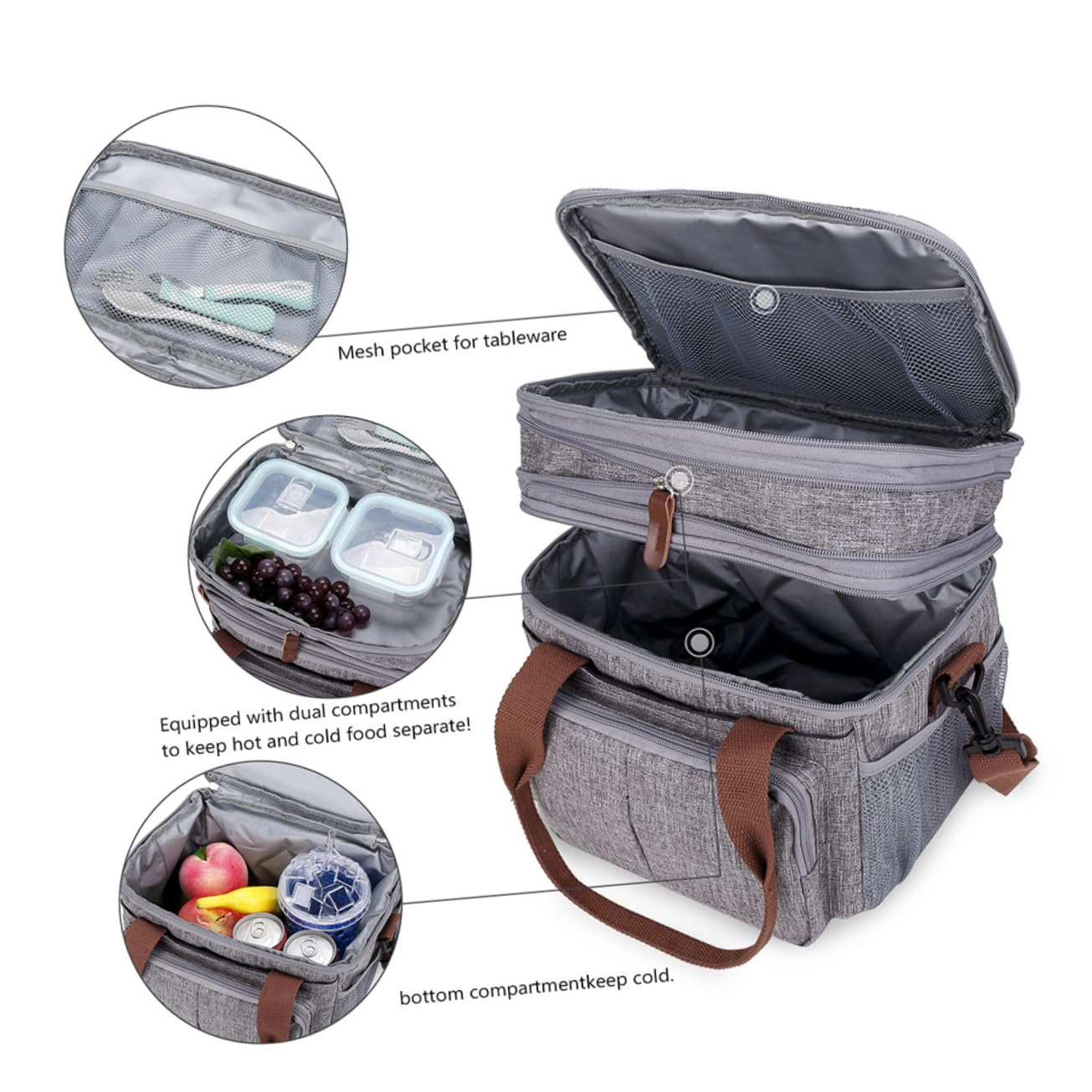 Cabilock Wasserdichte Lunchtasche Tragbare Bento-tasche aus Hochwertigem mit Netztaschen an Beiden Seiten für Outdoor-gebrauch Bietet Ausreichend Platz für Brotdose Snacks und Obst