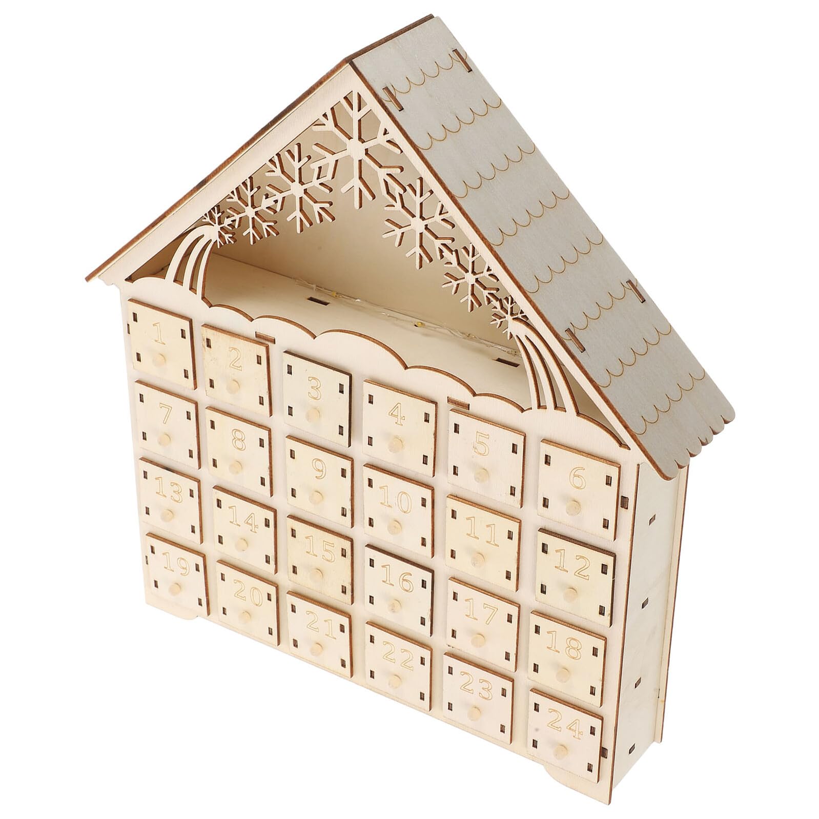 Calendario de Adviento Navideño Madera con Luz LED Iluminado para Regresiva de Adviento Decoración de Hogar Estilo Aleatorio