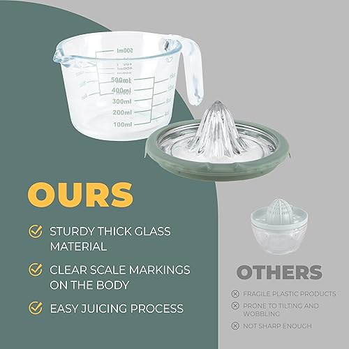 Miniatura 6 de Cartman Exprimidor de naranja y limón cítrico, Exprimidor manual verde, Escariador de cítricos de vidrio, Exprimidor manual de limón y lima,