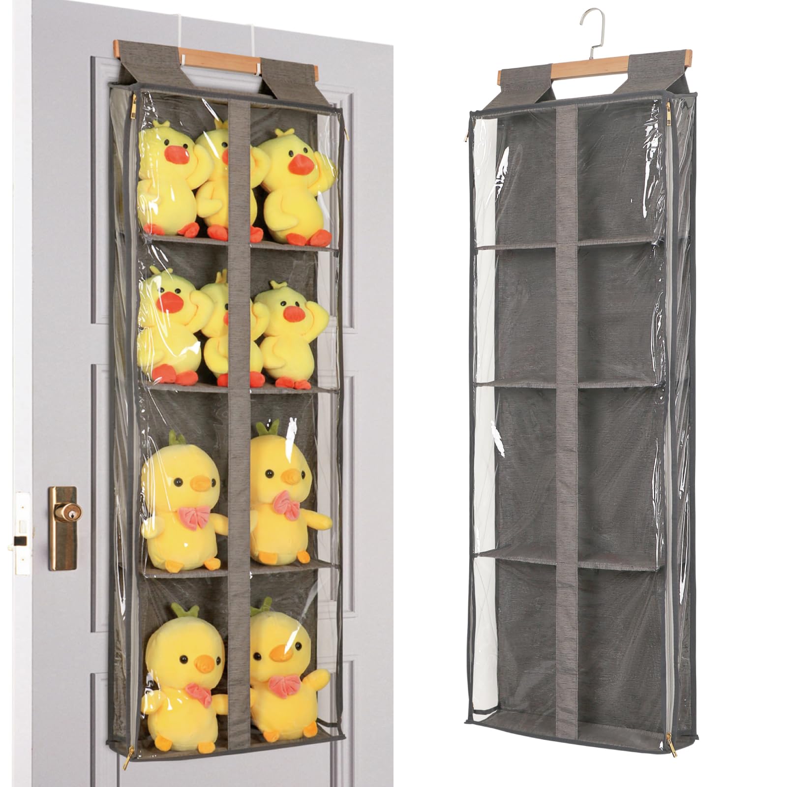 Organizador de almacenamiento transparente para colgar bolsos con cremalleras, bolso de fácil acceso, juguetes, sombrero, organizador para colgar sobre la puerta, organizador de monedero,