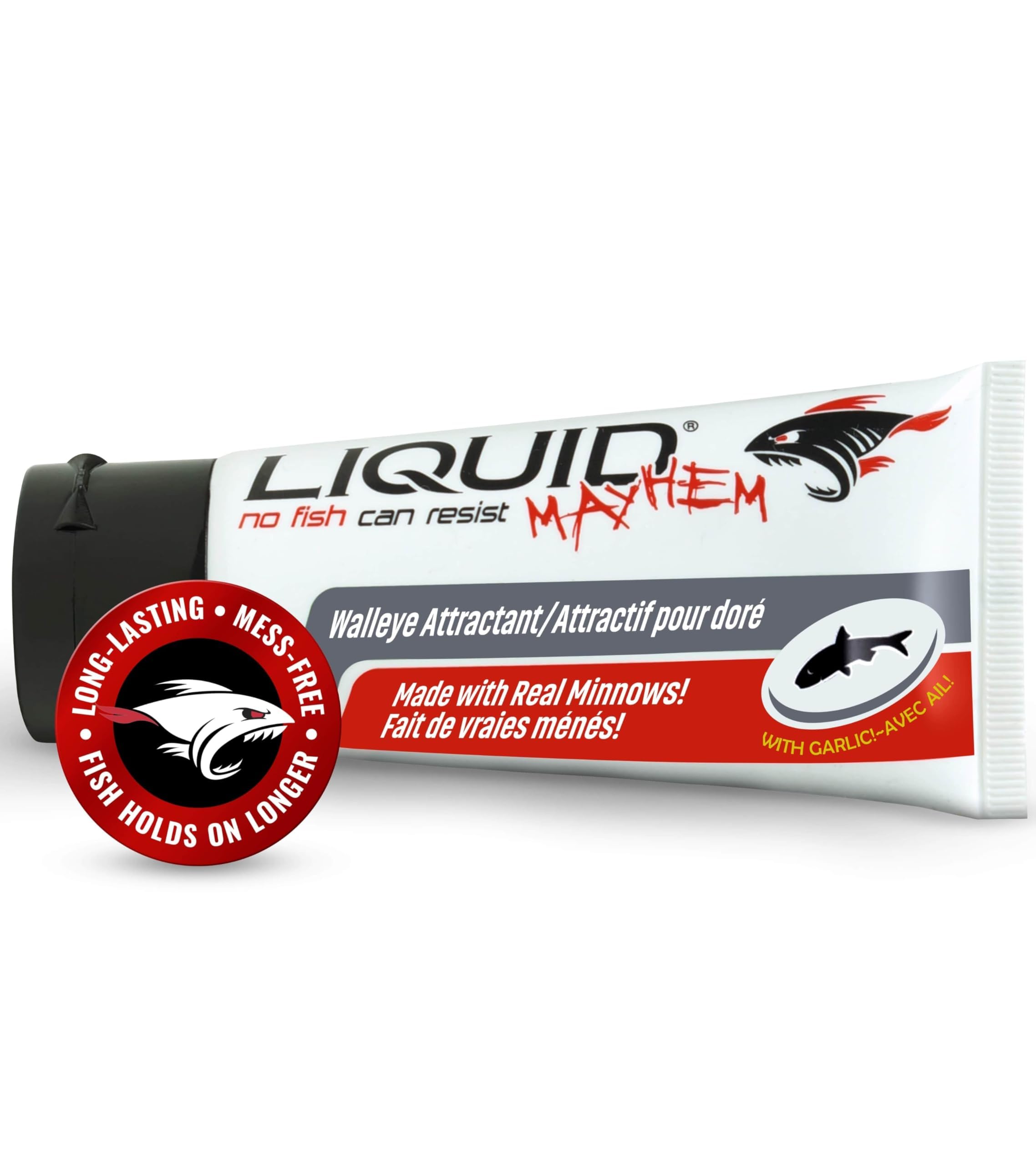Liquid Mayhem Garlic Minnow Scent 2 oz. Made With Real Minnows, Garlic & Powerful Bite Stimulants. Fish Strike Your Fishing Lure Harder & Hold On To Your Fishing Gear Longer!