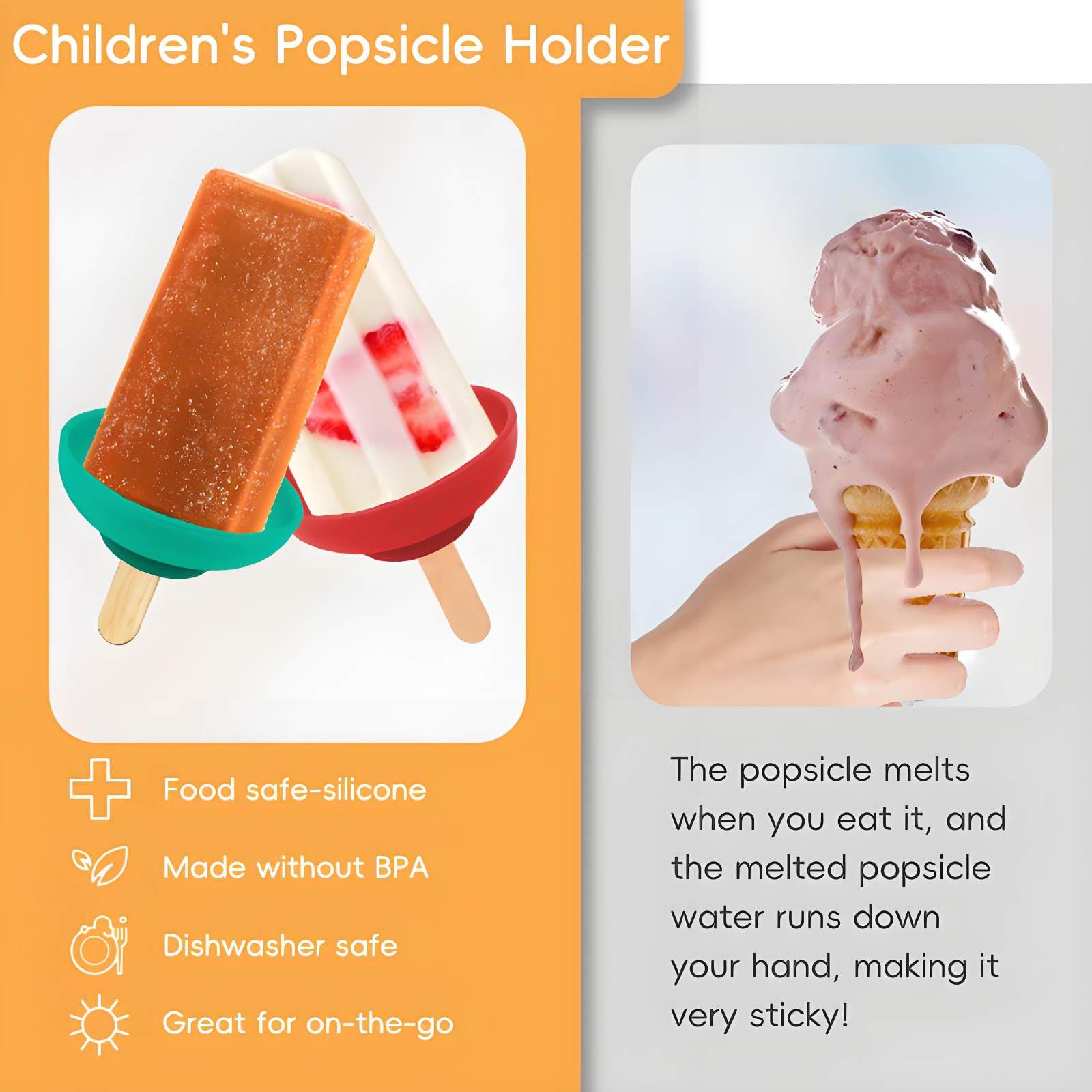 Hummcqit 4PCS Ice Cream Stand Silicone Popsicle Stand Leakproof Ice Cream Stand Ice Lolly Holder Drip Catcher Ice Cream Pop Holder for Pool Party Home Gadget (4pcs) - Image 3