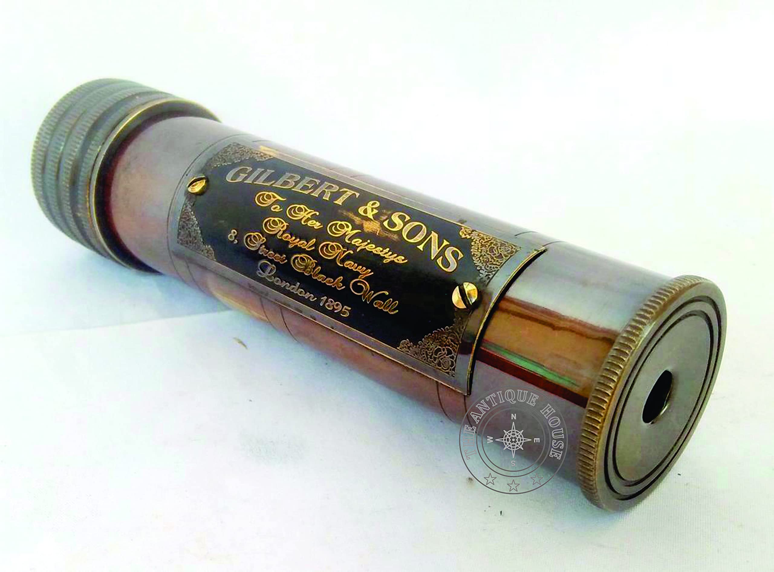THE ANTIQUE HOUSE Kaléidoscope nautique en laiton avec étui de sécurité en cuir fait à la main, cadeau d'anniversaire, cadeau unique de remise de diplôme