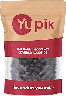 Yupik 60% Dark Chocolate Covered Almonds, 2.2 lb (35.2 oz), Kosher, Whole Nuts, Almonds Dipped in Chocolate, Crunchy & Smooth, Dark Chocolate Candy, Classic Sweet Snacks