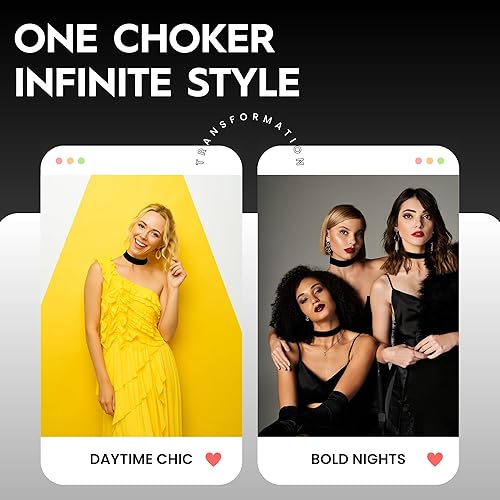 Miniatura 4 de Gargantilla negra para mujer, cuello de cinta gruesa de terciopelo ancho de los años 90