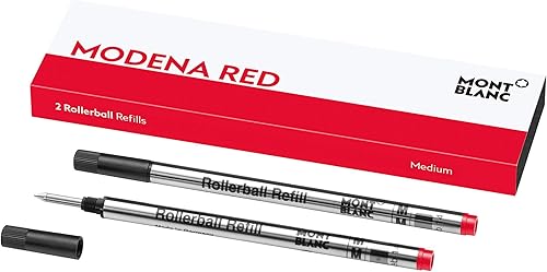 Montblanc Recambios de punta redonda (M) Modena Red 124517  Recambios de bolígrafo de secado rápido para bolígrafos Montblanc Rollerball y Fineliner